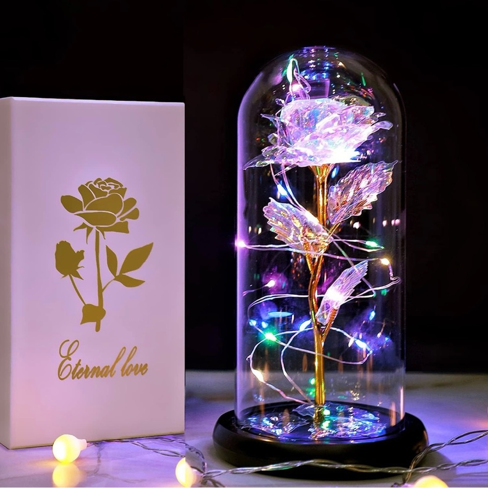 Gift set Rose Flower in a Glass Dome